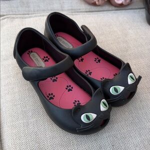 Mini Melissa Black Cat Slippers for Kids